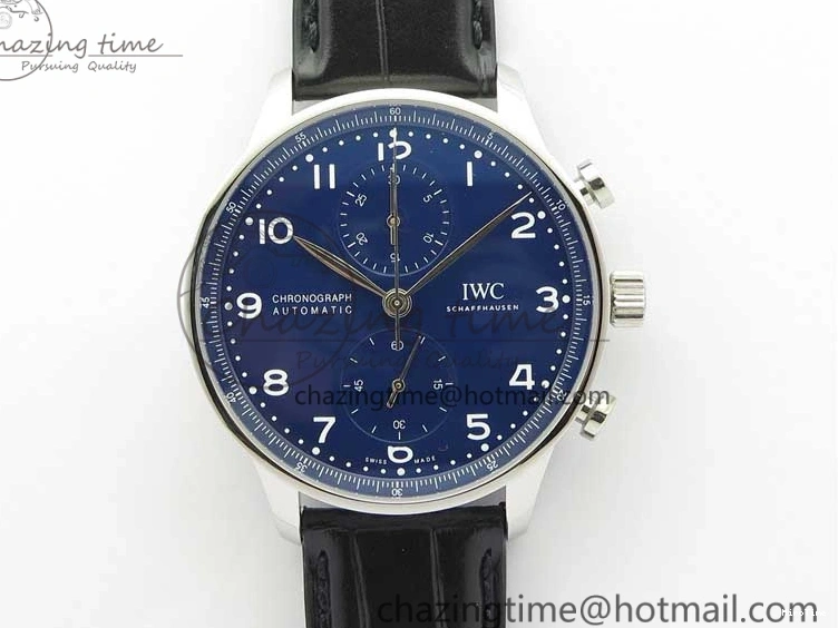 MIROTIME 0307 SunProtective Portugieser Chronograph Edition 150 Years IW371601 ZF 1:1 Best Edition Blue Dial on Black Leather Strap A7750 (Slim Movement) 7137